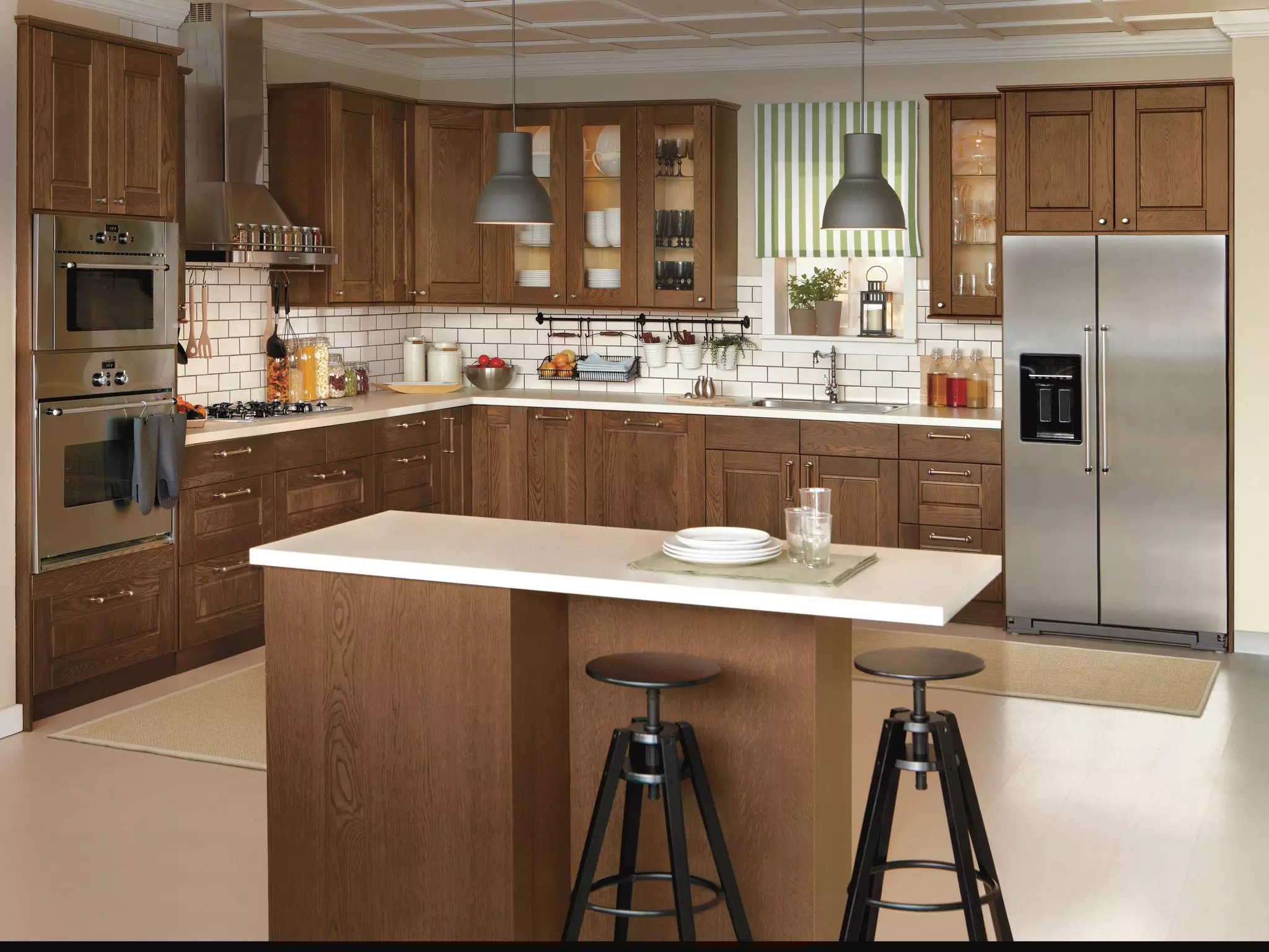 White and Brown Cabinets for Kitchen