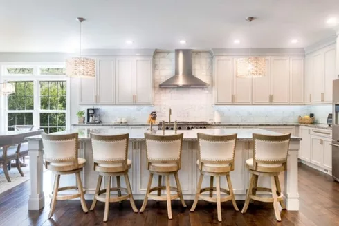 gray and gold kitchen