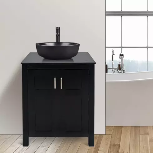 Black Bathroom Vanity with Sink 1